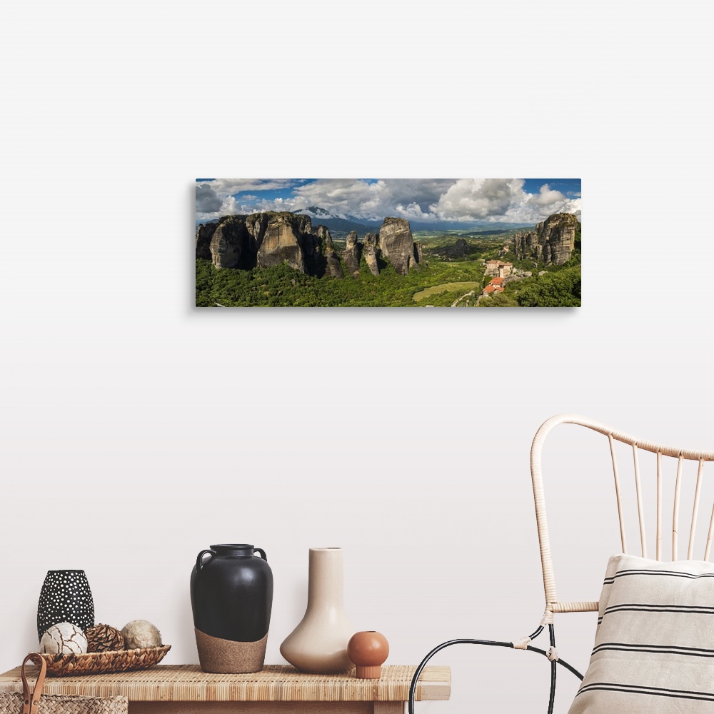 A farmhouse room featuring Panoramic view over the spectacular massive rocky pinnacles of Meteora, Thessaly, Greece