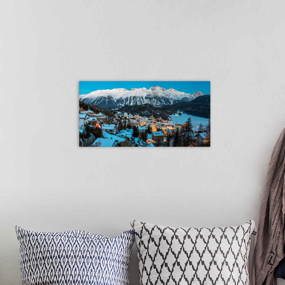 A bohemian room featuring Panoramic winter view of St. Moritz, Graubunden, Switzerland