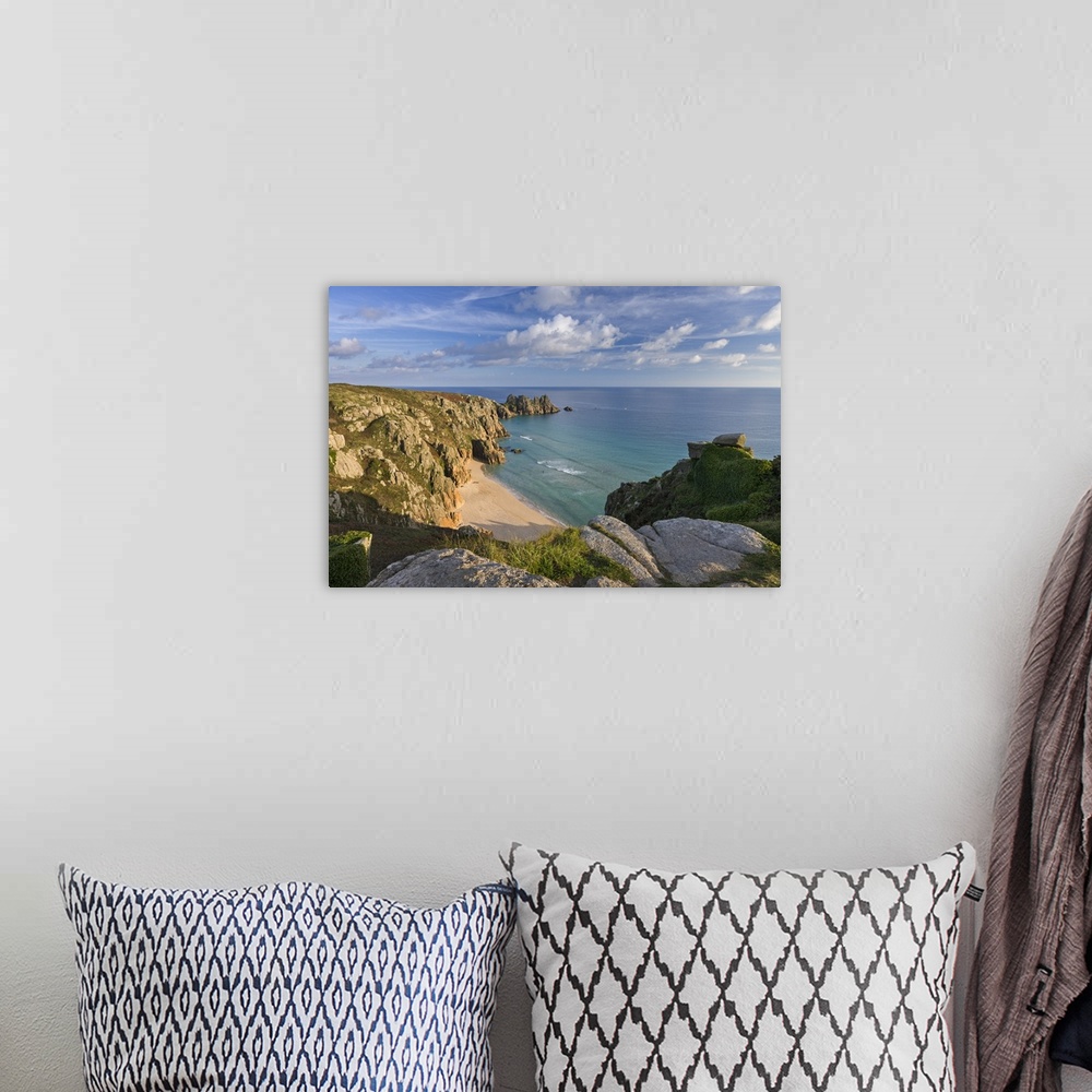 A bohemian room featuring Pednvounder beach and Logan Rock from Treen Cliff, Cornwall, England.