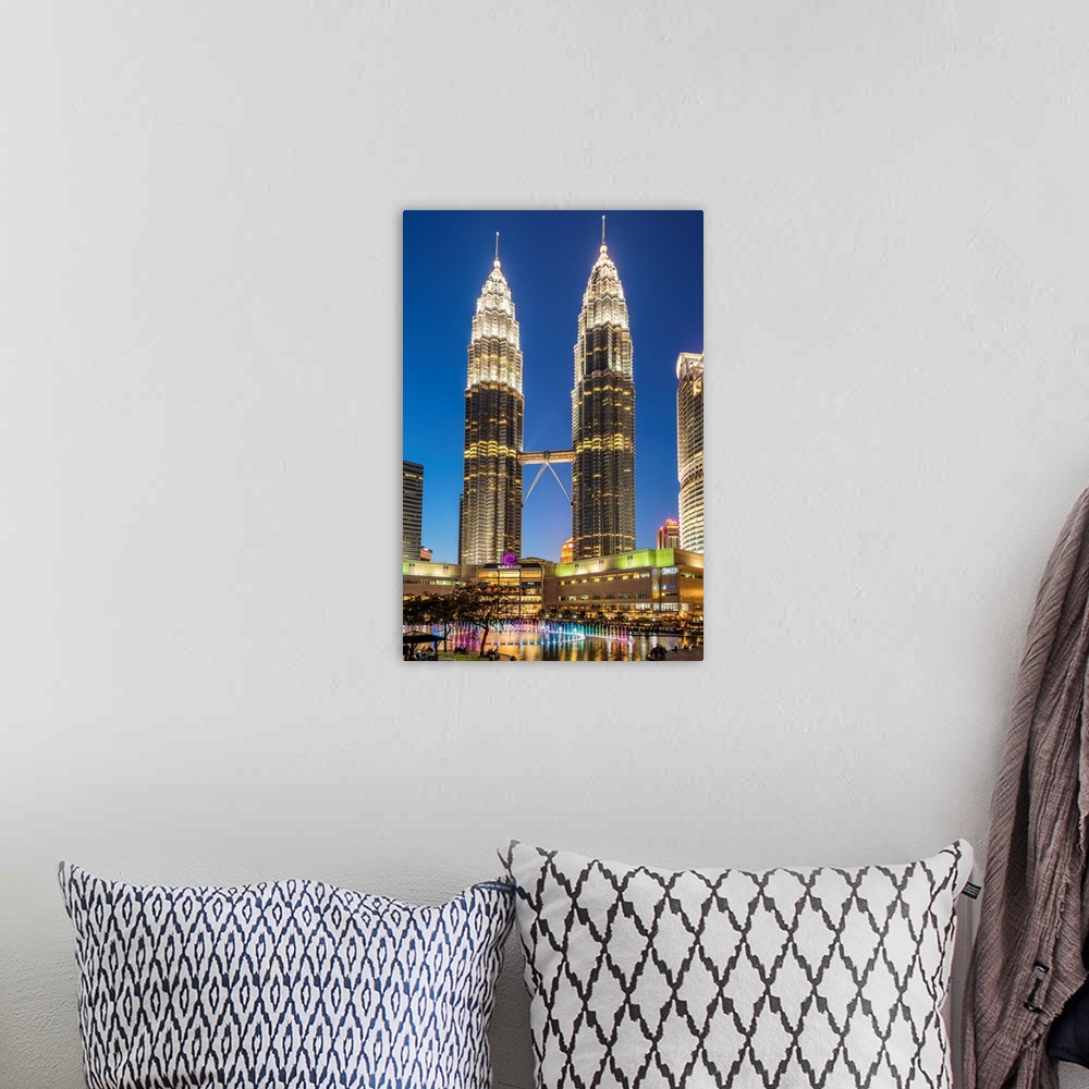 A bohemian room featuring Petronas twin towers, kuala lumpur, Malaysia.