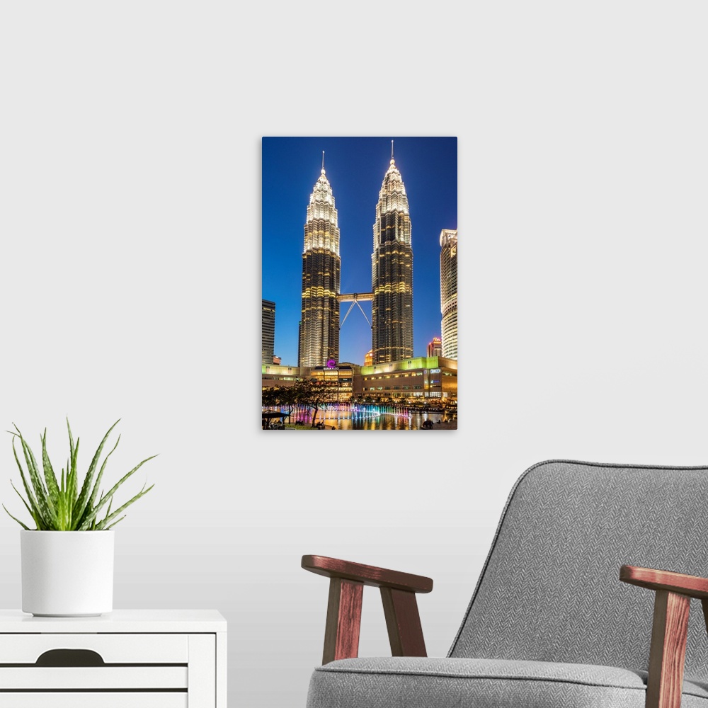 A modern room featuring Petronas twin towers, kuala lumpur, Malaysia.