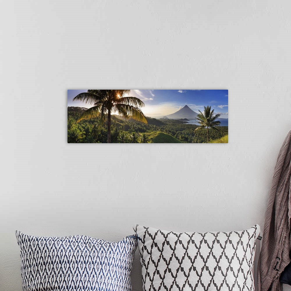 A bohemian room featuring Philippines, Southeastern Luzon, Bicol, Mayon Volcano