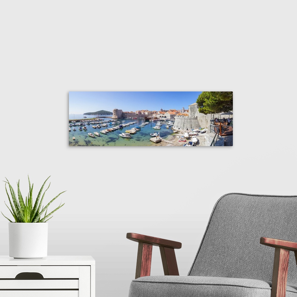 A modern room featuring Picturesque harbor, Stari Grad (Old Town), Dubrovnik, Dalmatia, Croatia