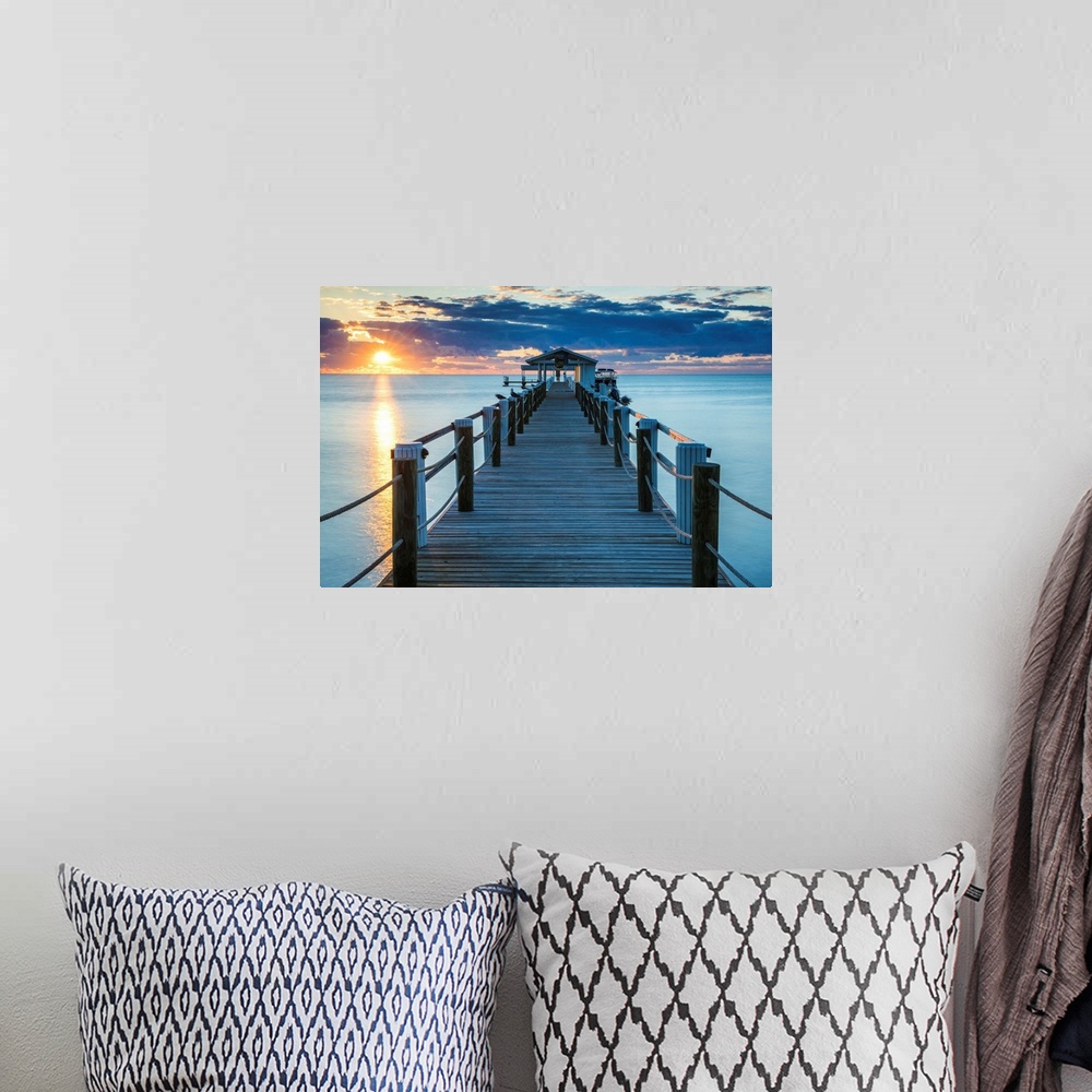 A bohemian room featuring Pier At Sunrise, Islamorada, Florida Keys, USA