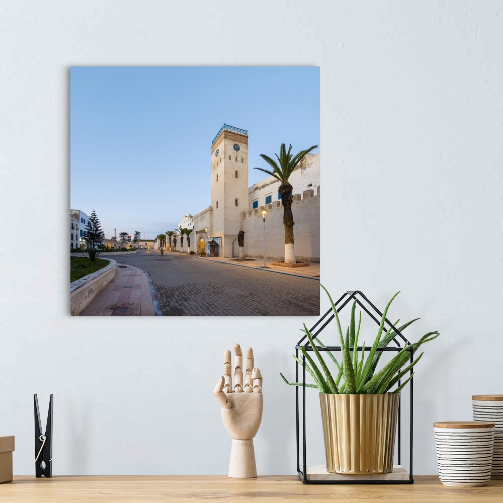 A bohemian room featuring Morocco, Marrakesh-Safi (Marrakesh-Tensift-El Haouz) region, Essaouira. Place d'Horloge, clocktow...