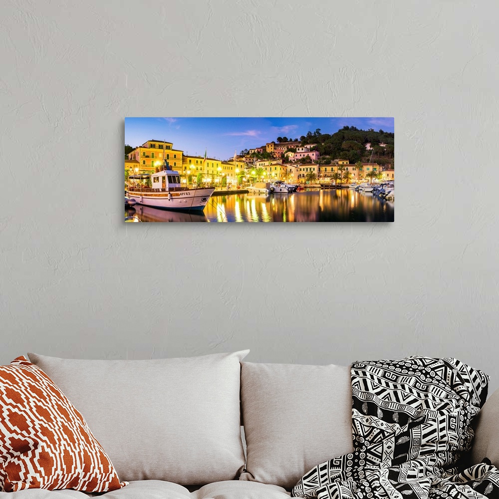 A bohemian room featuring Porto Azzuro At Twilight, Elba, Tuscany, Italy