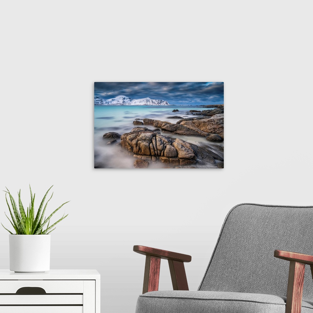 A modern room featuring Ramberg Beach, Lofoten Islands, Norway
