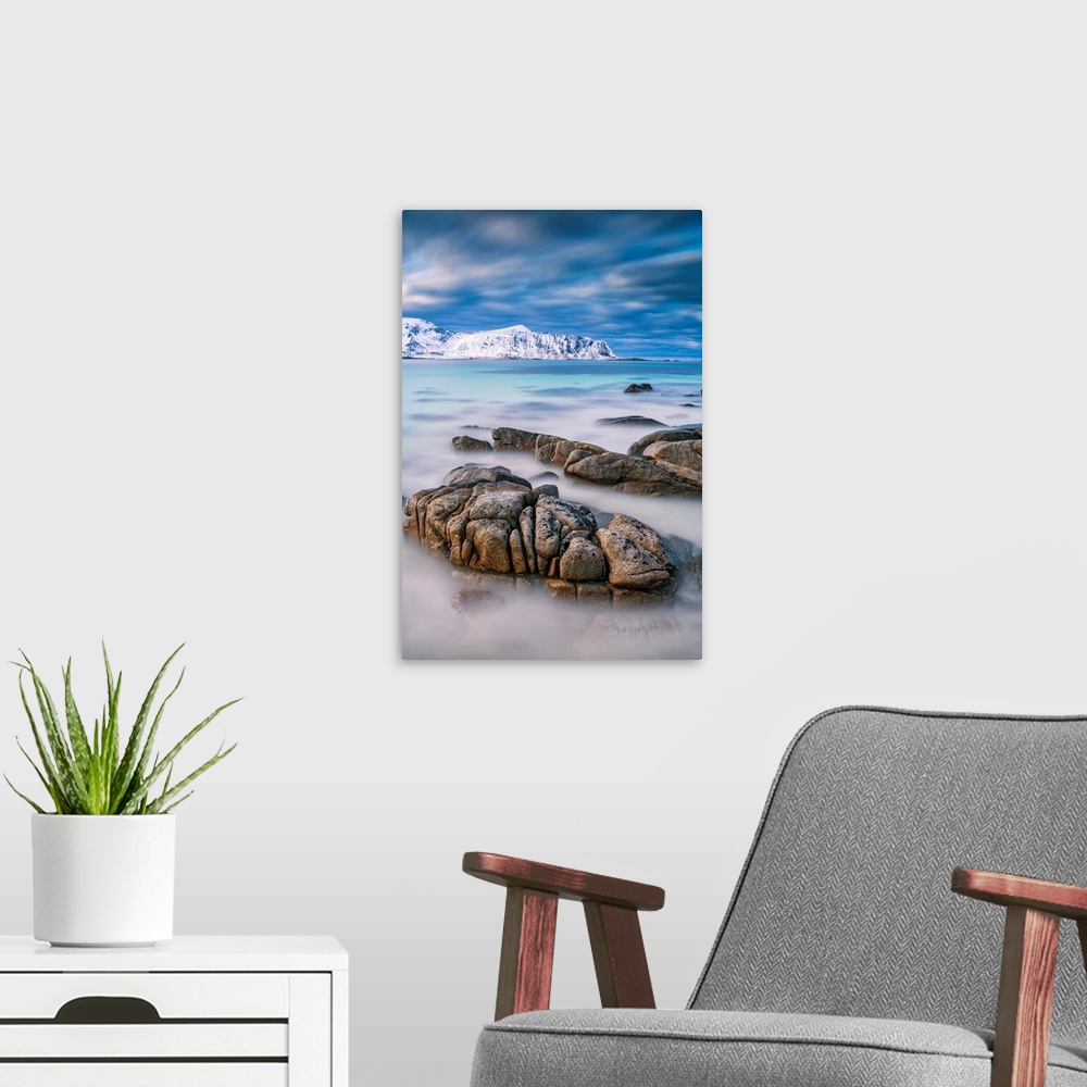 A modern room featuring Ramberg Beach, Lofoten Islands, Norway