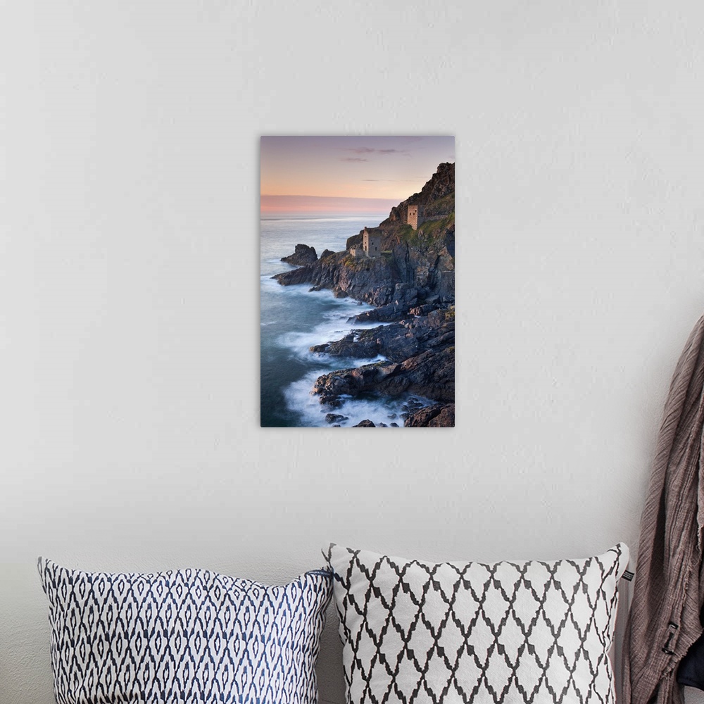 A bohemian room featuring Remains of The Crowns tin mine engine houses on the Cornish Atlantic coast near Botallack, St Jus...