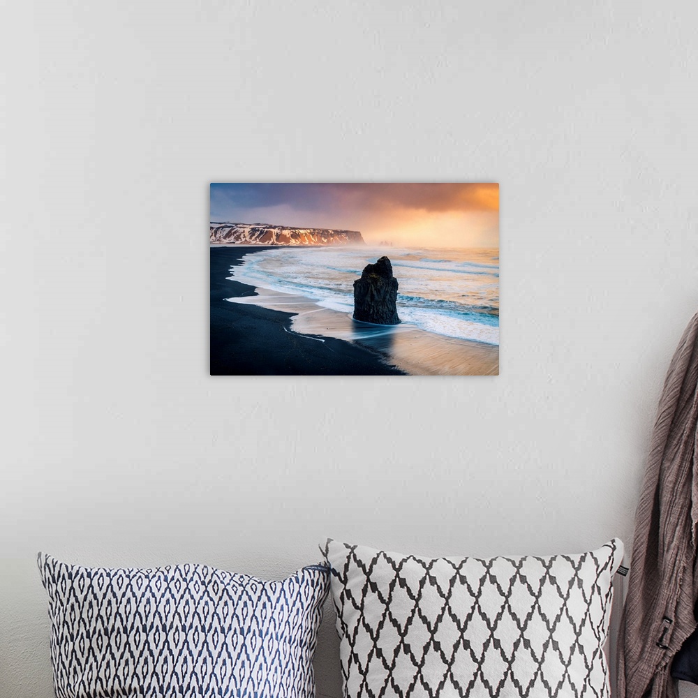 A bohemian room featuring Reynisfjara Beach From Dyrholaey Viewpoint, Vik, Southern Iceland