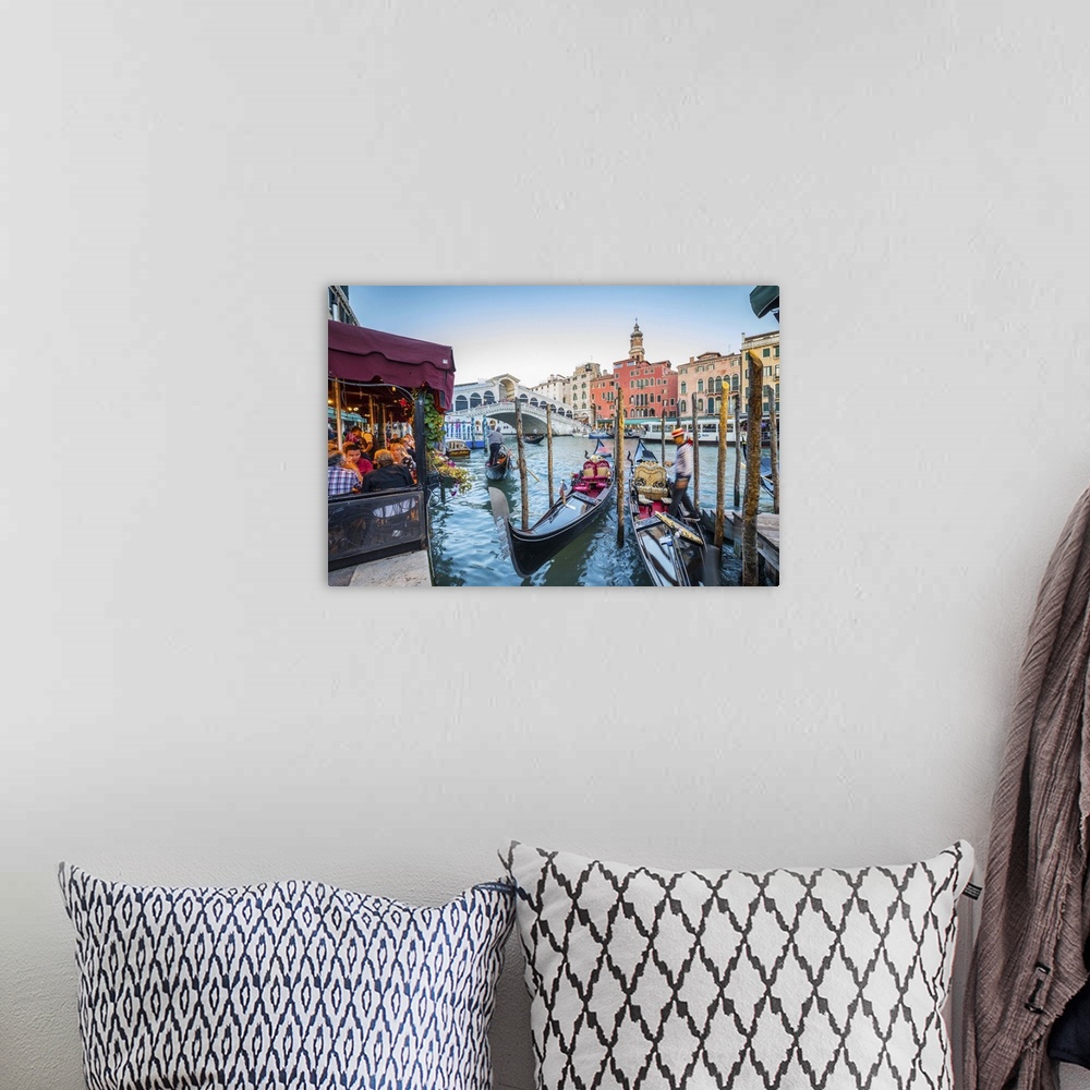A bohemian room featuring Rialto Bridge, Grand Canal, Venice, Italy.