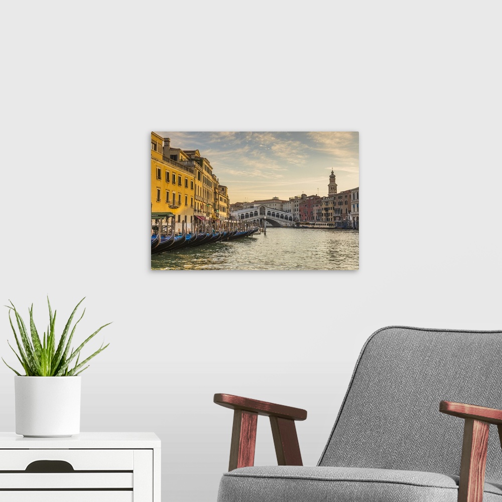 A modern room featuring Rialto Bridge, Grand Canal, Venice, Italy.