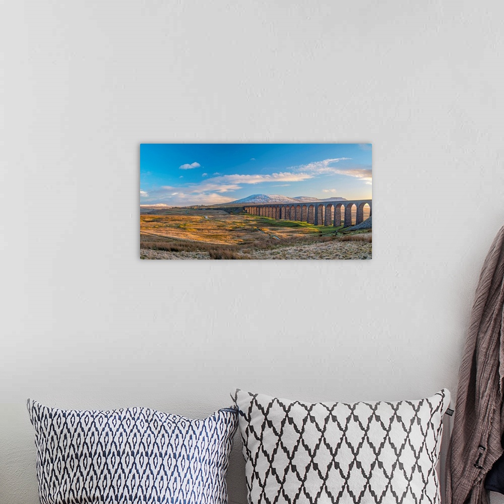 A bohemian room featuring UK, England, North Yorkshire, Ribblehead Viaduct And Ingleborough Mountain, One Of The Yorkshire ...