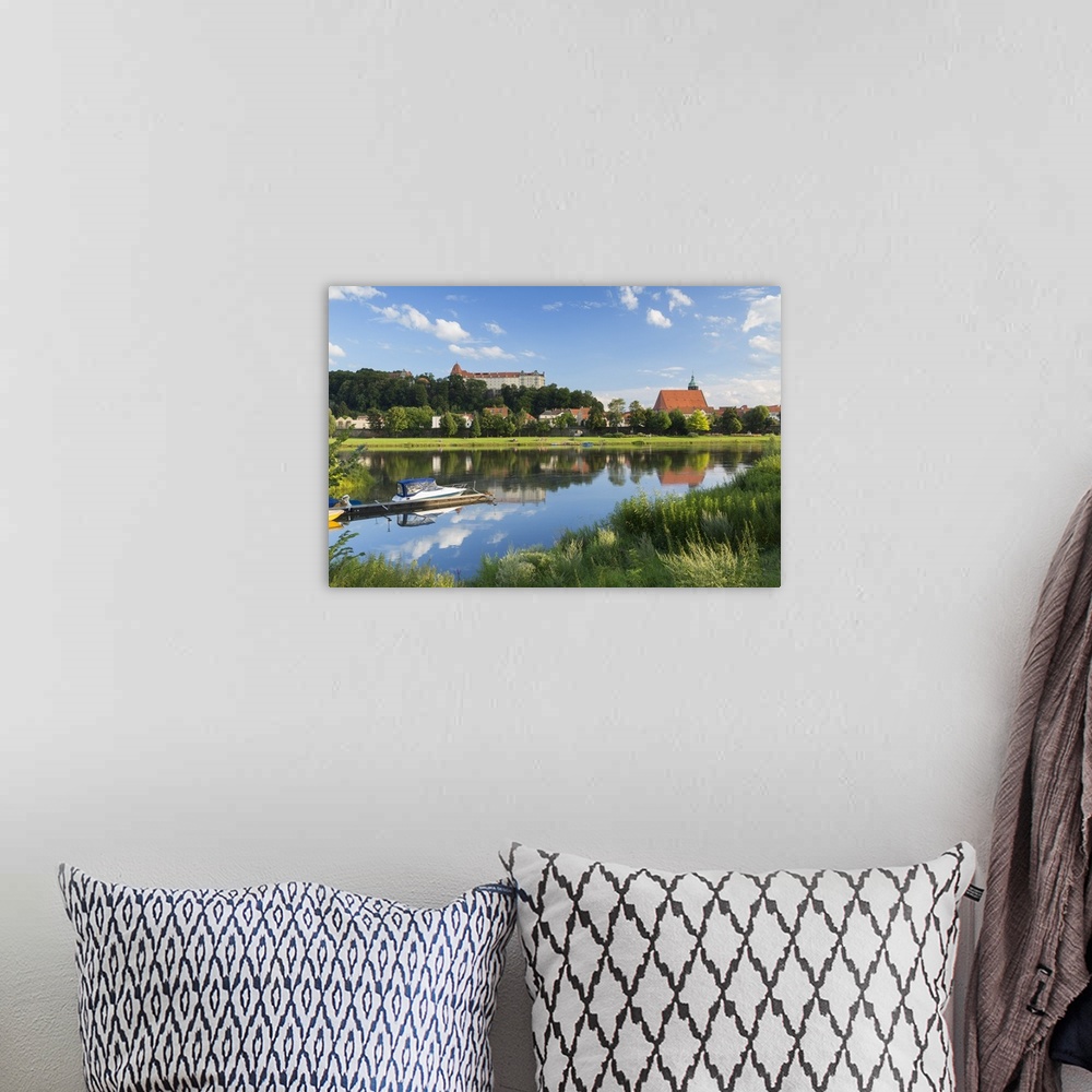 A bohemian room featuring View of River Elbe and Pirna, Saxony, Germany.
