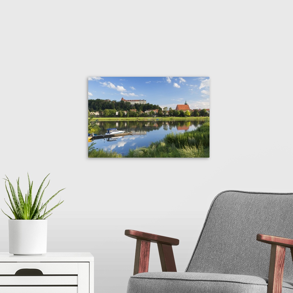 A modern room featuring View of River Elbe and Pirna, Saxony, Germany.