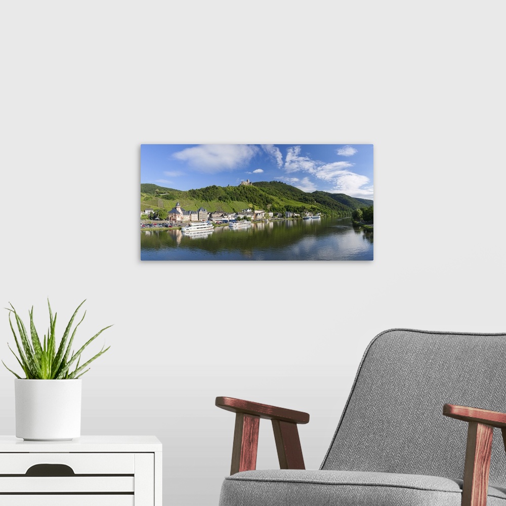A modern room featuring View of River Moselle and Bernkastel-Kues, Rhineland-Palatinate, Germany.
