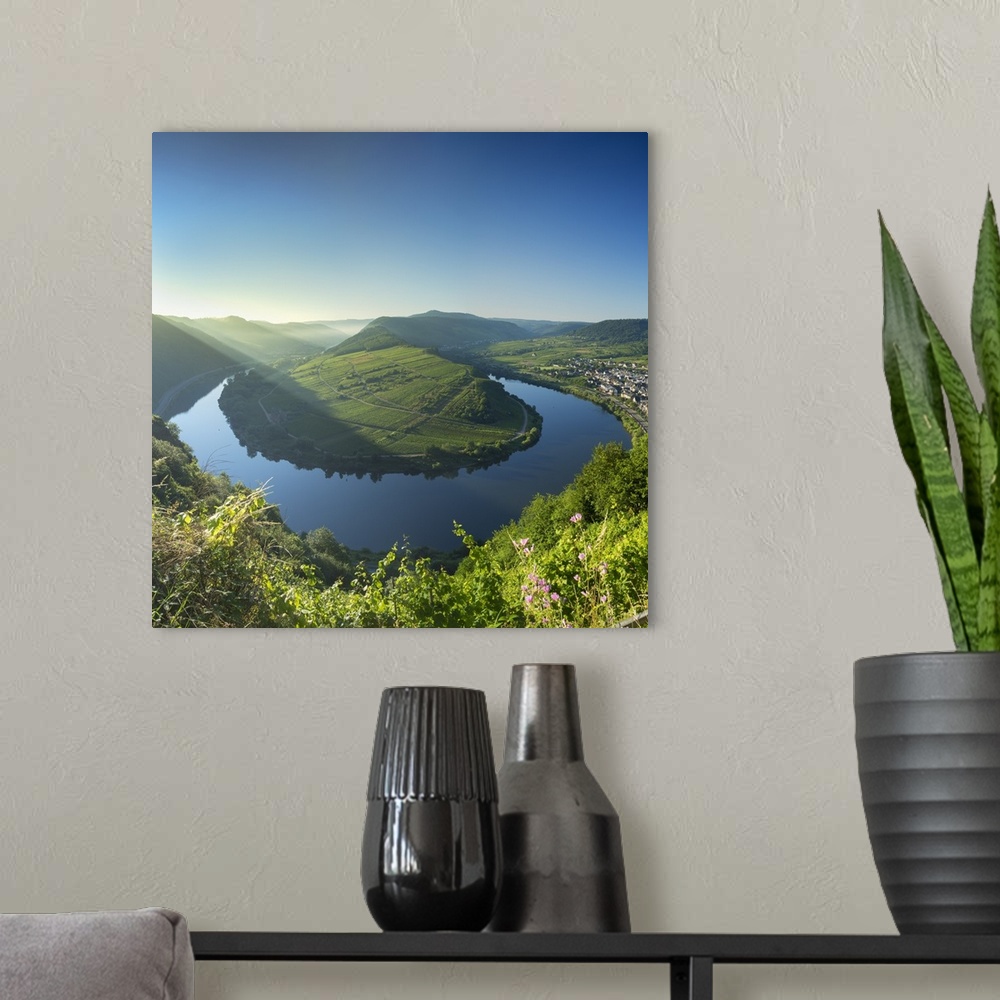A modern room featuring View of River Moselle, Bremm, Rhineland-Palatinate, Germany.