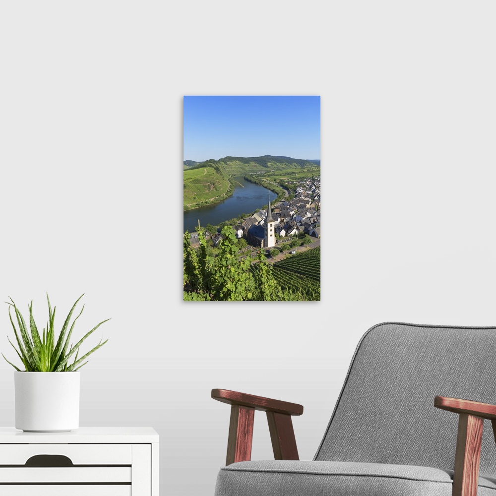 A modern room featuring View of River Moselle, Bremm, Rhineland-Palatinate, Germany.