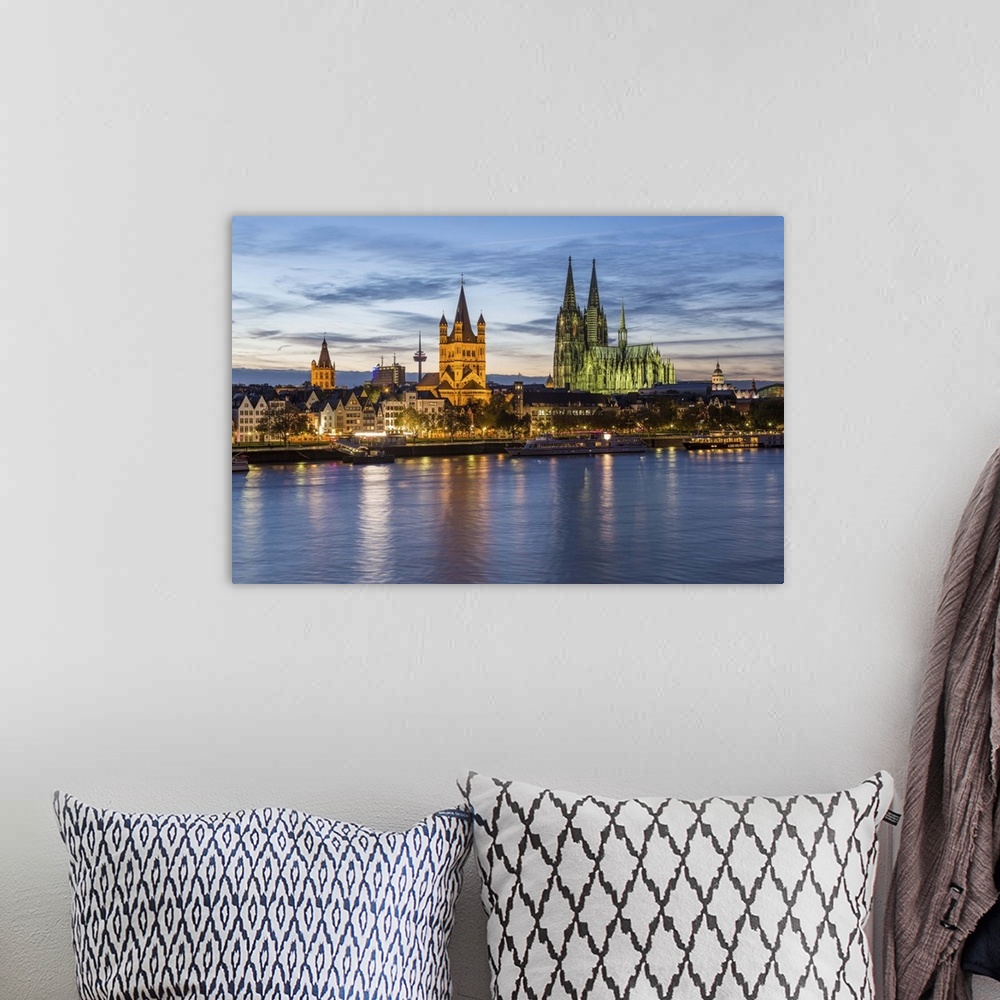 A bohemian room featuring River Rhine, and Cathedral (Dom), Cologne (Koln), North Rhine Westphalia, Germany, Europe