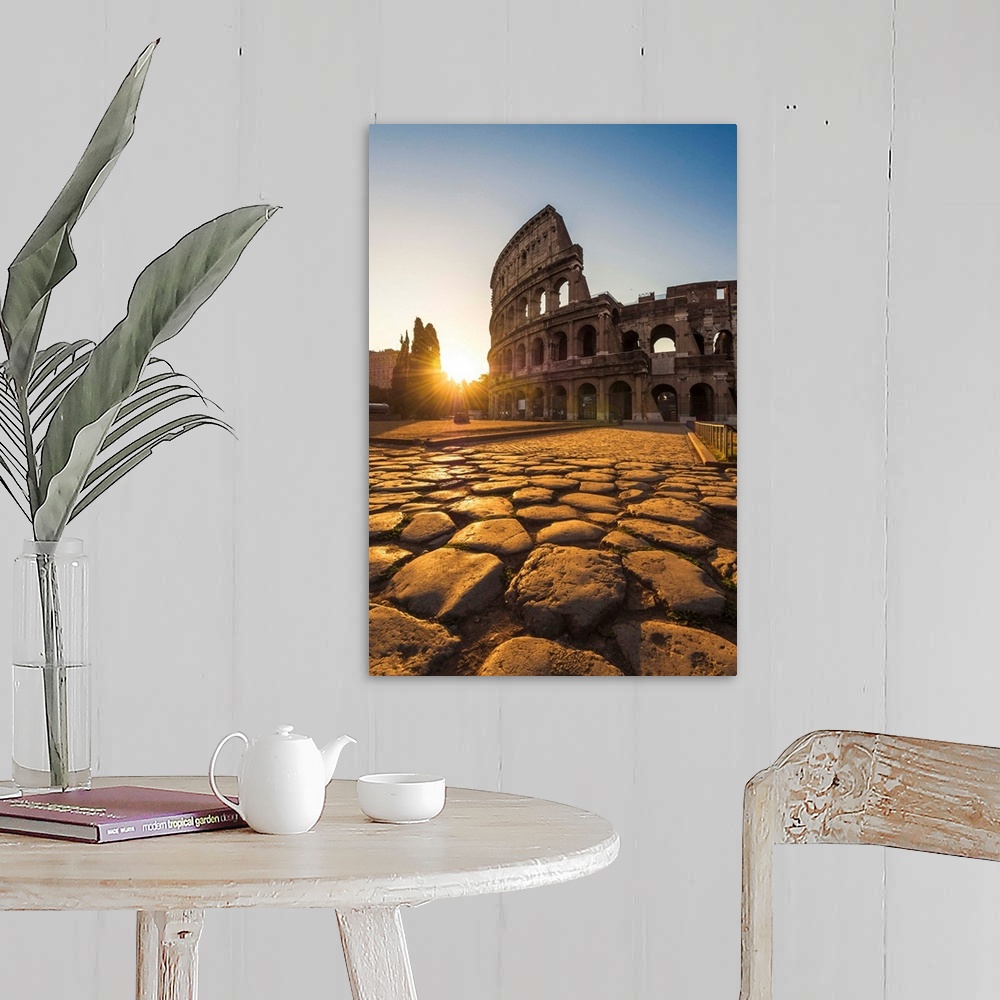 A farmhouse room featuring Rome, Lazio, Italy. Colosseum at summer sunrise.