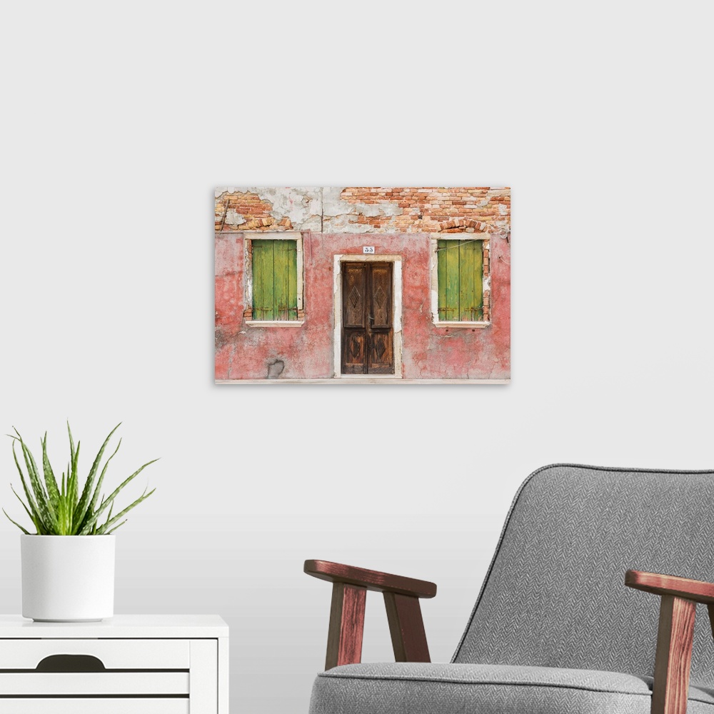 A modern room featuring Rustic Colourful Building, Burano, Venice, Italy
