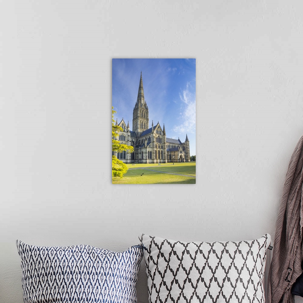 A bohemian room featuring Salisbury Cathedral, Salisbury, Wiltshire, England, UK