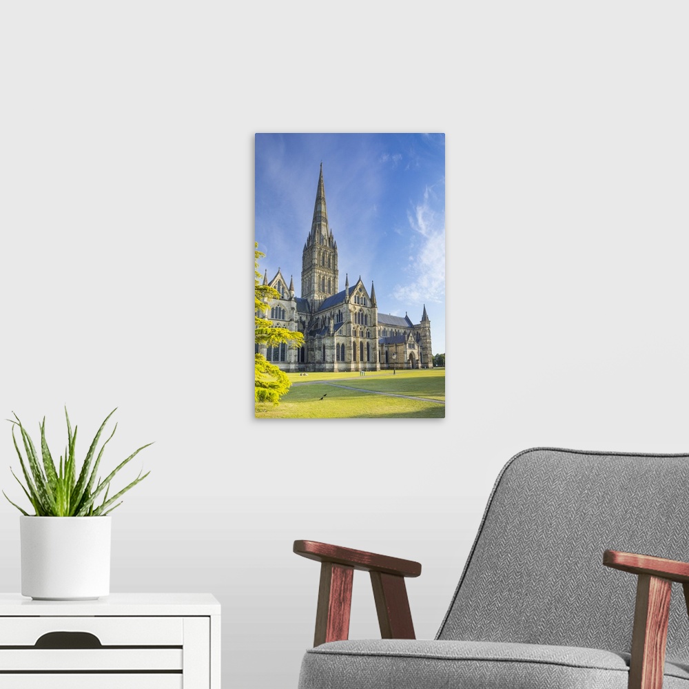 A modern room featuring Salisbury Cathedral, Salisbury, Wiltshire, England, UK