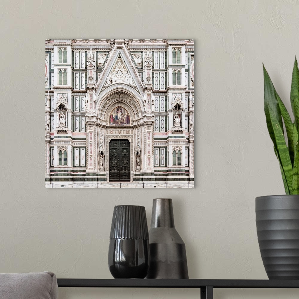 A modern room featuring Santa Maria del Fiore Cathedral, detailed view, Florence, Tuscany, Italy.