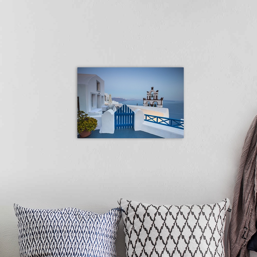 A bohemian room featuring Santorini (Thira), Cyclades Islands, Greece.