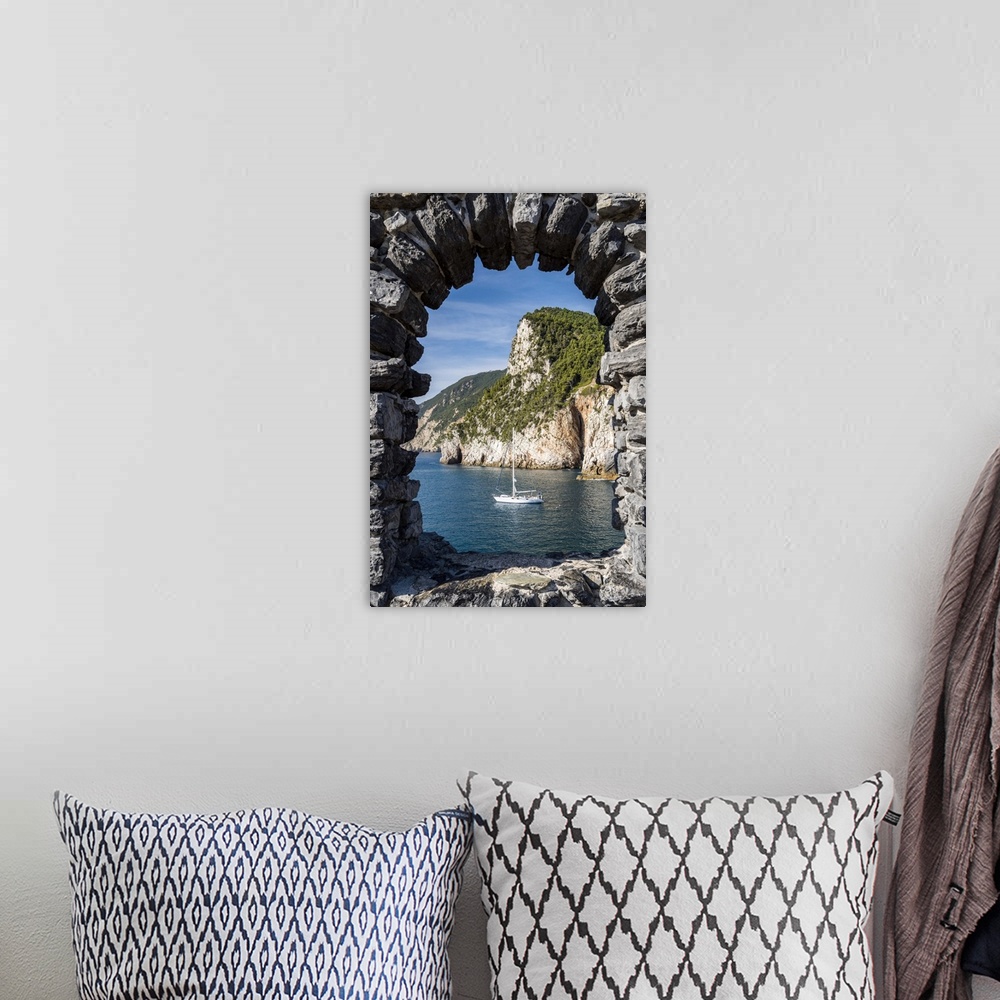 A bohemian room featuring Scenic sea view from the medieval walls of Porto Venere, Liguria, Italy