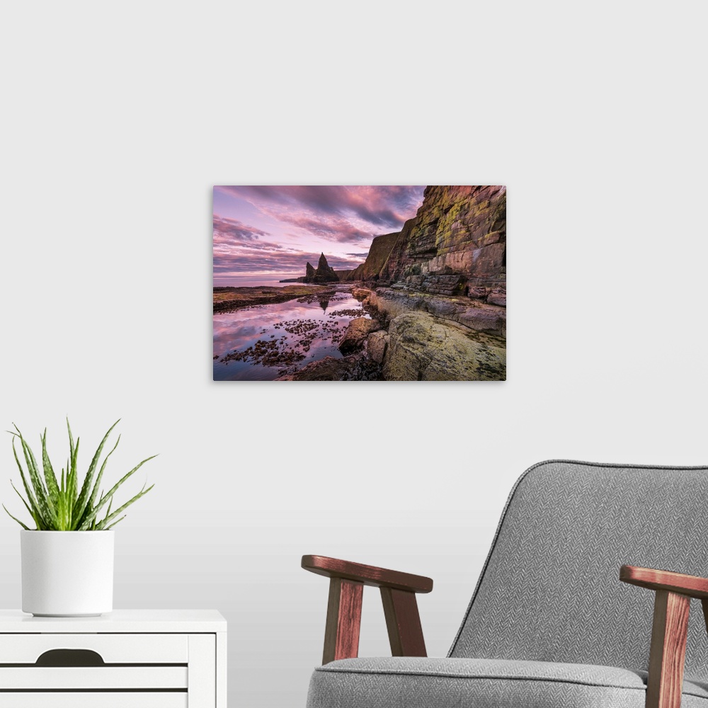 A modern room featuring Europe, United Kingdom, Scotland, Duncansby Point, sea cliffs.