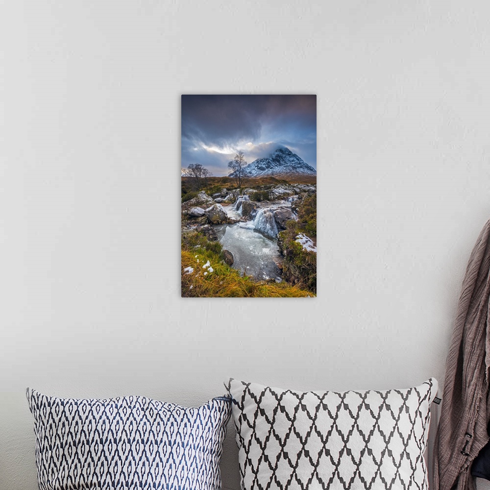 A bohemian room featuring UK, Scotland, Highland, Glen Coe, River Coupall, Coupall Falls and Buachaille Etive Mor.