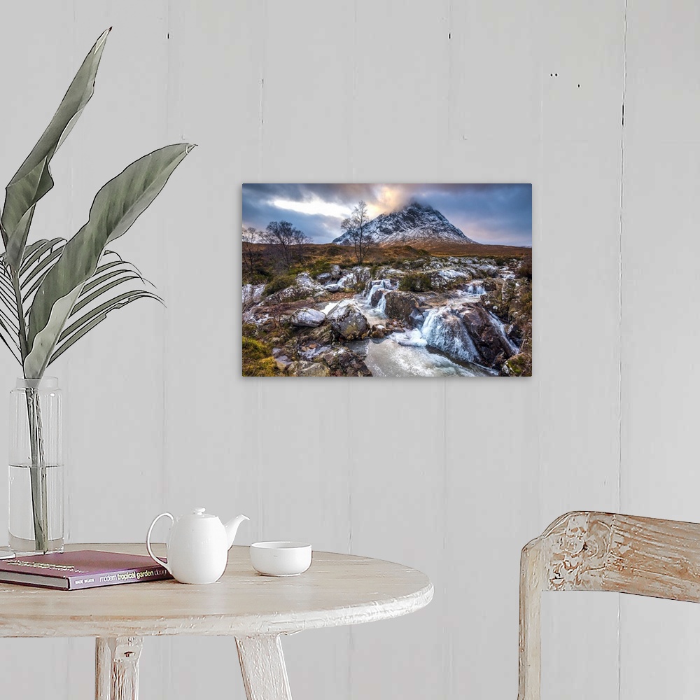 A farmhouse room featuring UK, Scotland, Highland, Glen Coe, River Coupall, Coupall Falls and Buachaille Etive Mor.