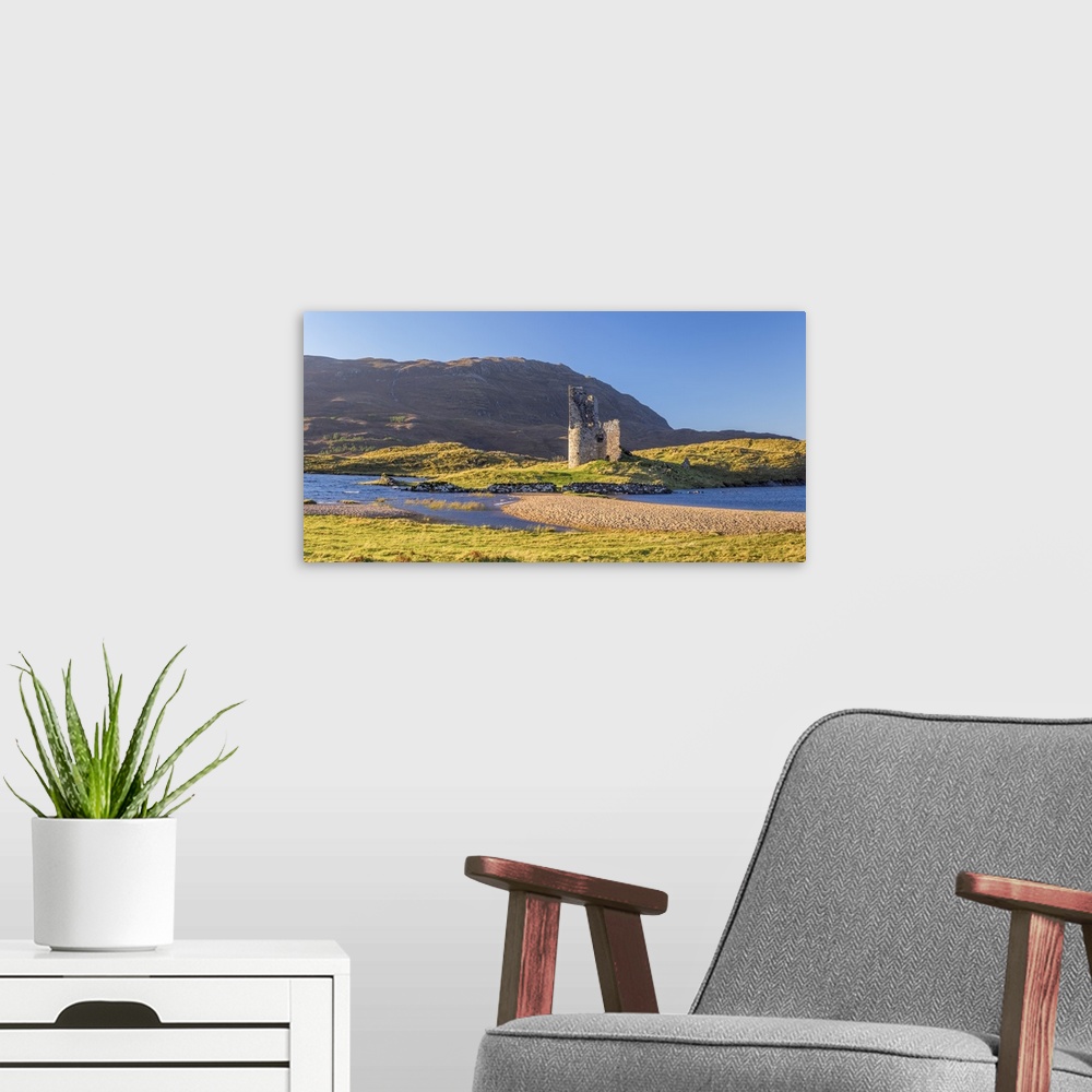 A modern room featuring UK, Scotland, Highland, Sutherland, Lochinver, Loch Assynt, Ardvreck Castle.