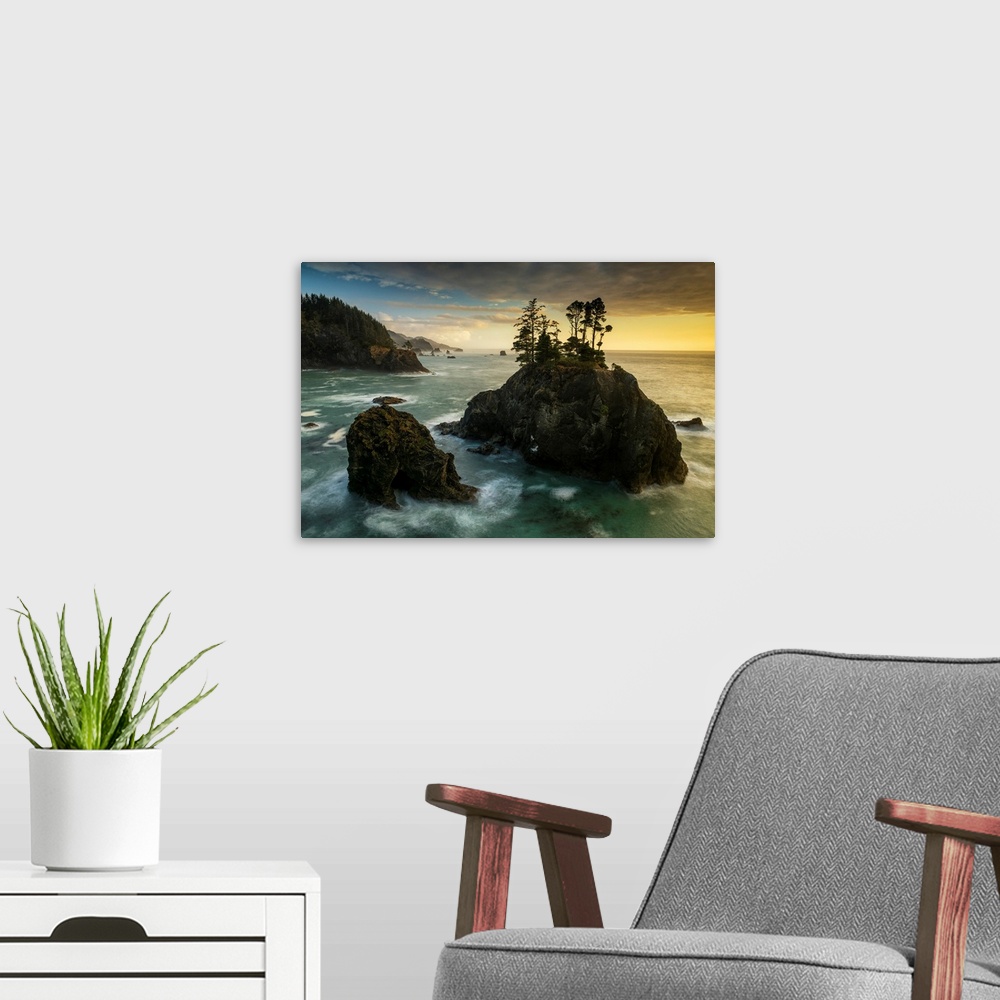 A modern room featuring Sea Stacks At Sunset, Near Natural Bridges Viewpoint, Samuel H. Boardman State Scenic Corridor, O...