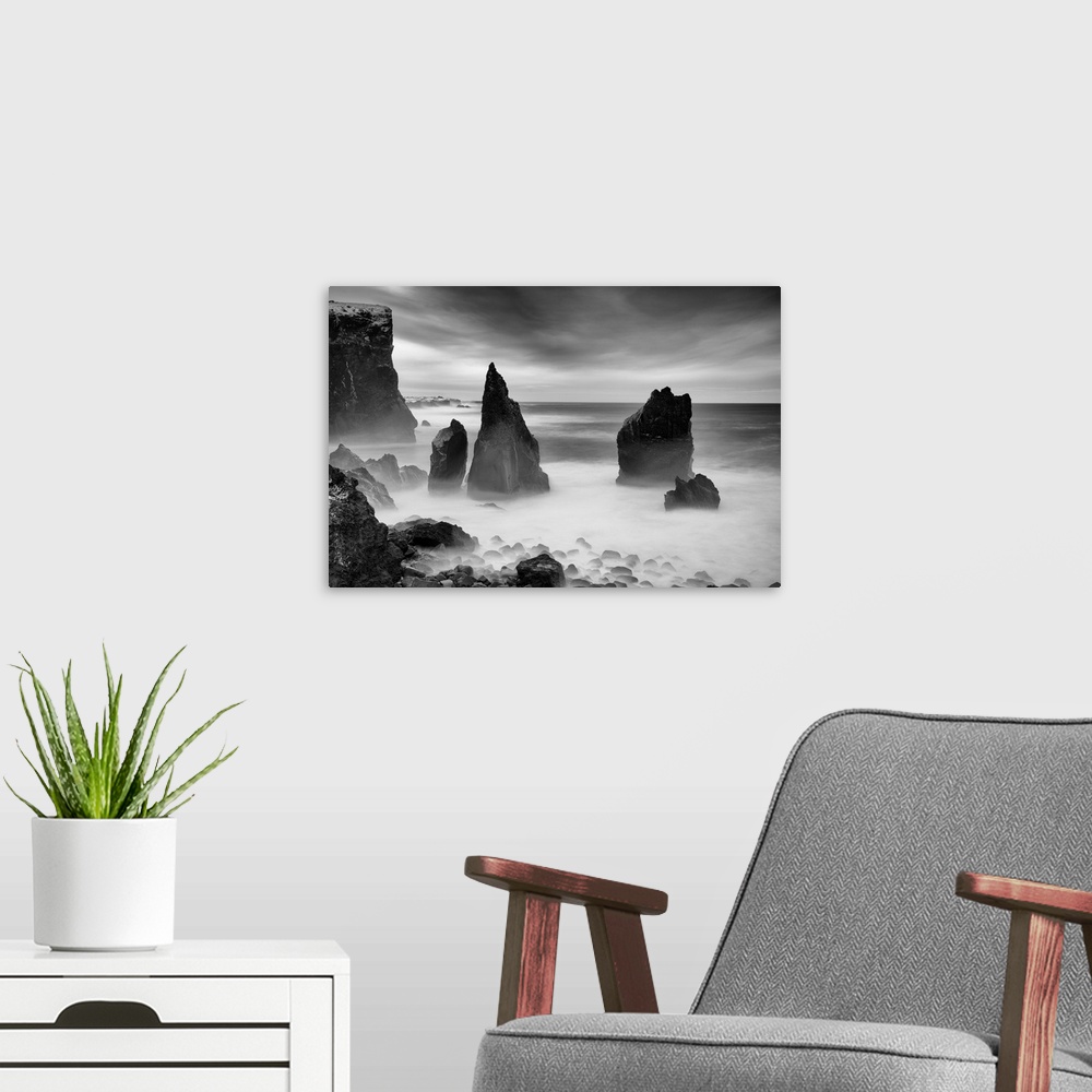 A modern room featuring Sea Stacks, Reykjanes, Iceland