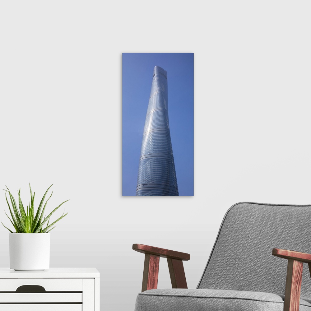 A modern room featuring Shanghai Tower, Lujiazui financial district, Pudong, China.