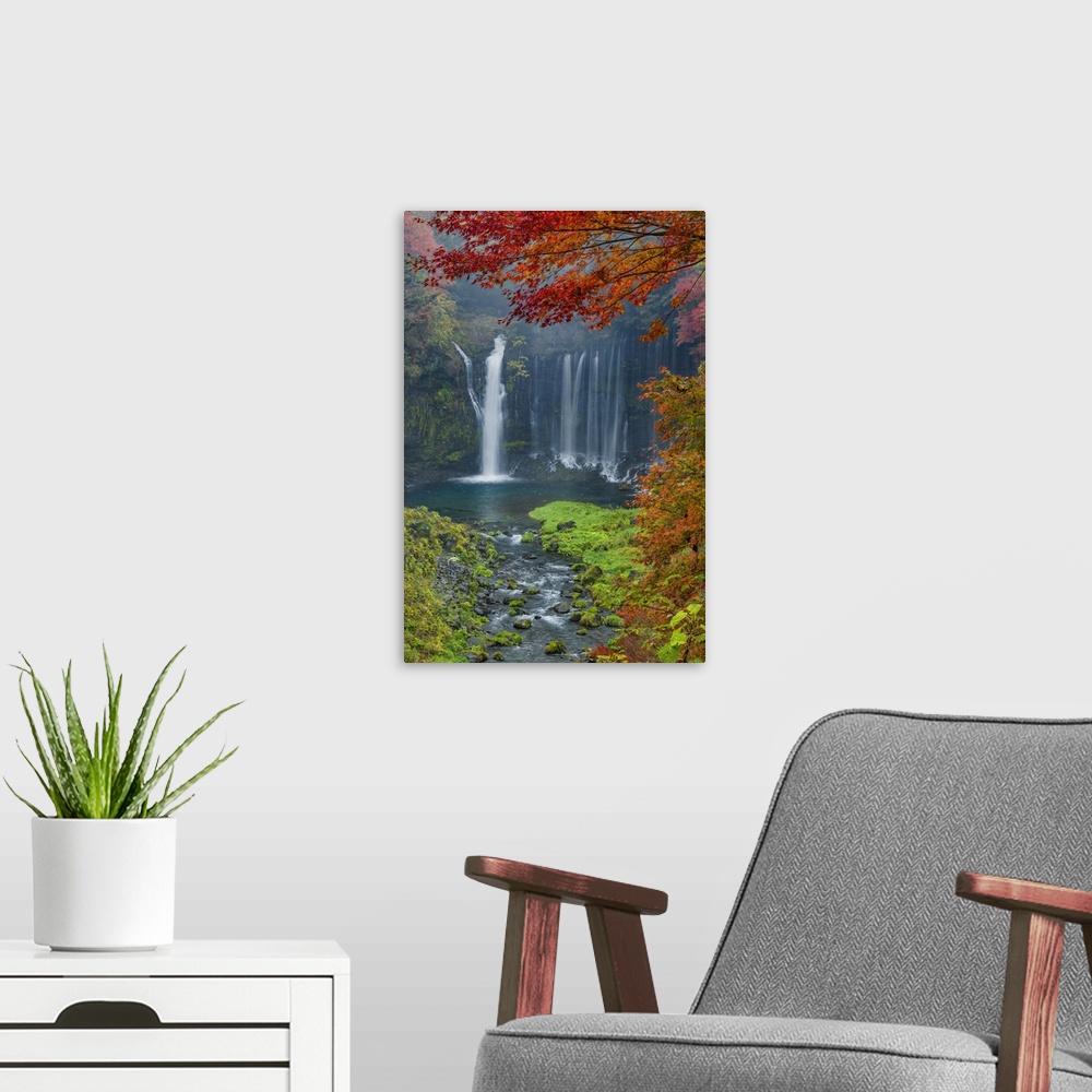 A modern room featuring Shiraito Falls In Autumn, Fujinomiya, Shizuoka Prefecture, Japan