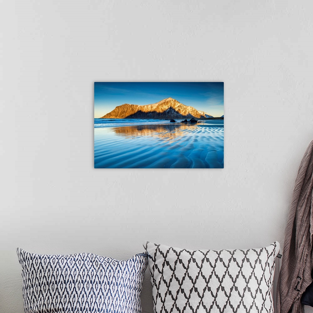 A bohemian room featuring Skagsanden Beach Reflections, Lofoten Islands, Norway