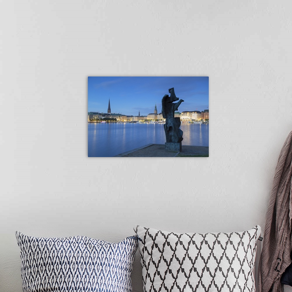 A bohemian room featuring Skyline of Binnenalster Lake, Hamburg, Germany.