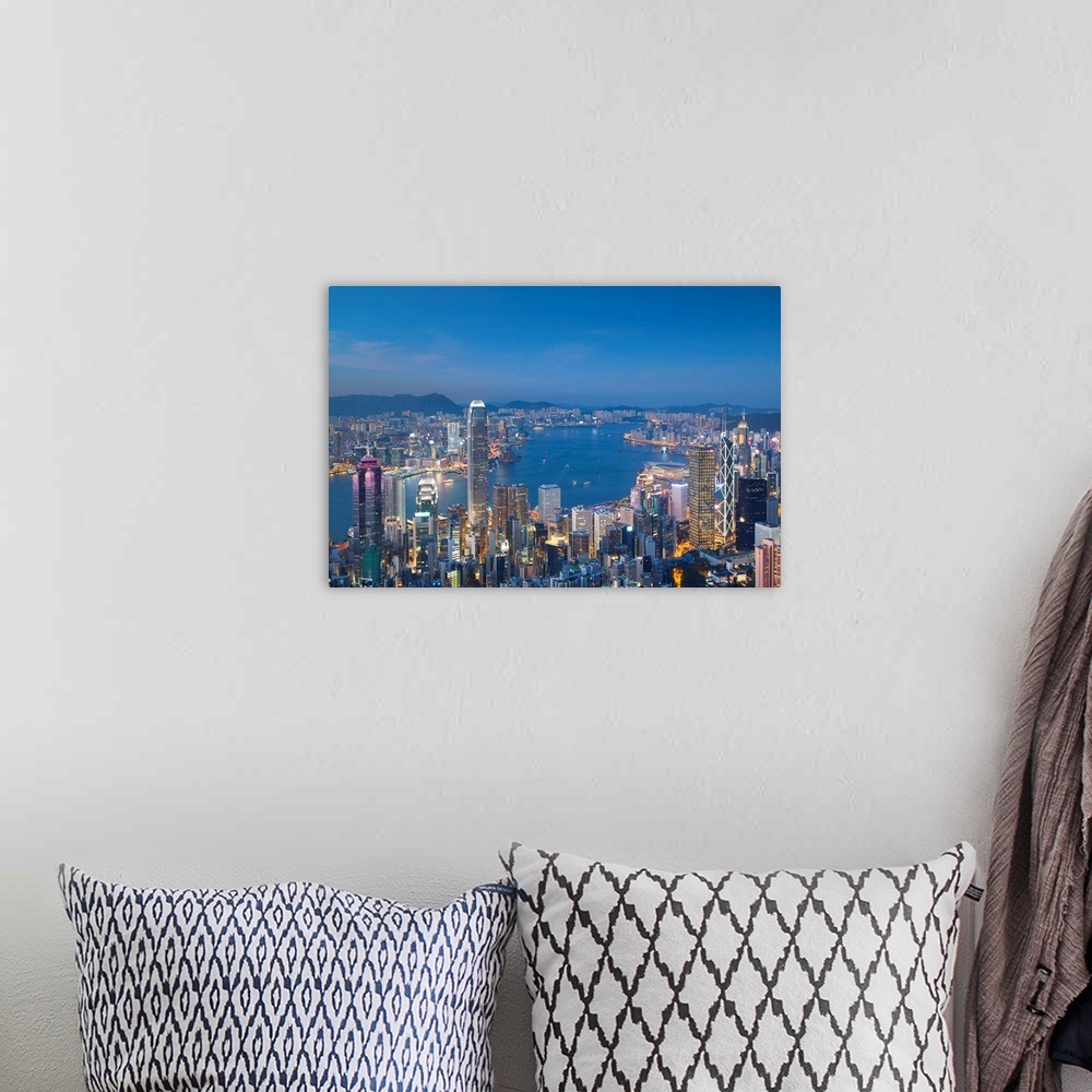 A bohemian room featuring Skyline Of Hong Kong Island And Kowloon From Victoria Peak At Dusk, Hong Kong Island, Hong Kong