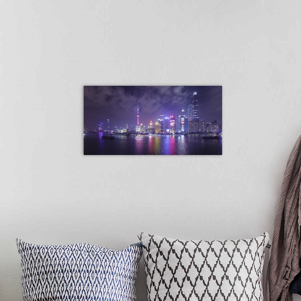A bohemian room featuring Skyline of Pudong from The Bund, Shanghai, China.
