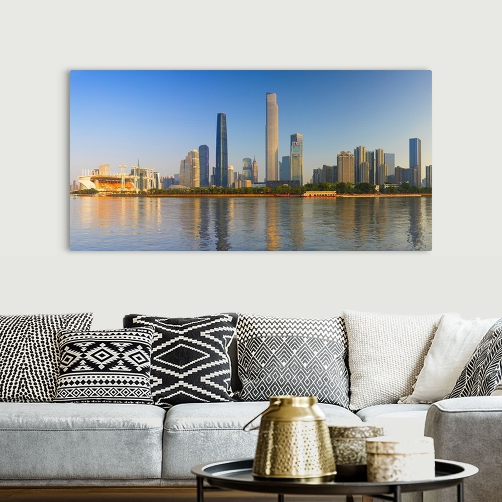 A bohemian room featuring Skyline of Tianhe, Guangzhou, Guangdong, China.
