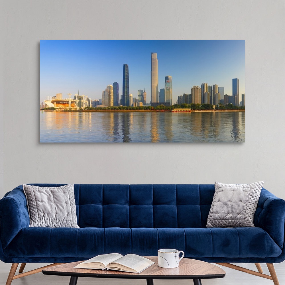 A modern room featuring Skyline of Tianhe, Guangzhou, Guangdong, China.
