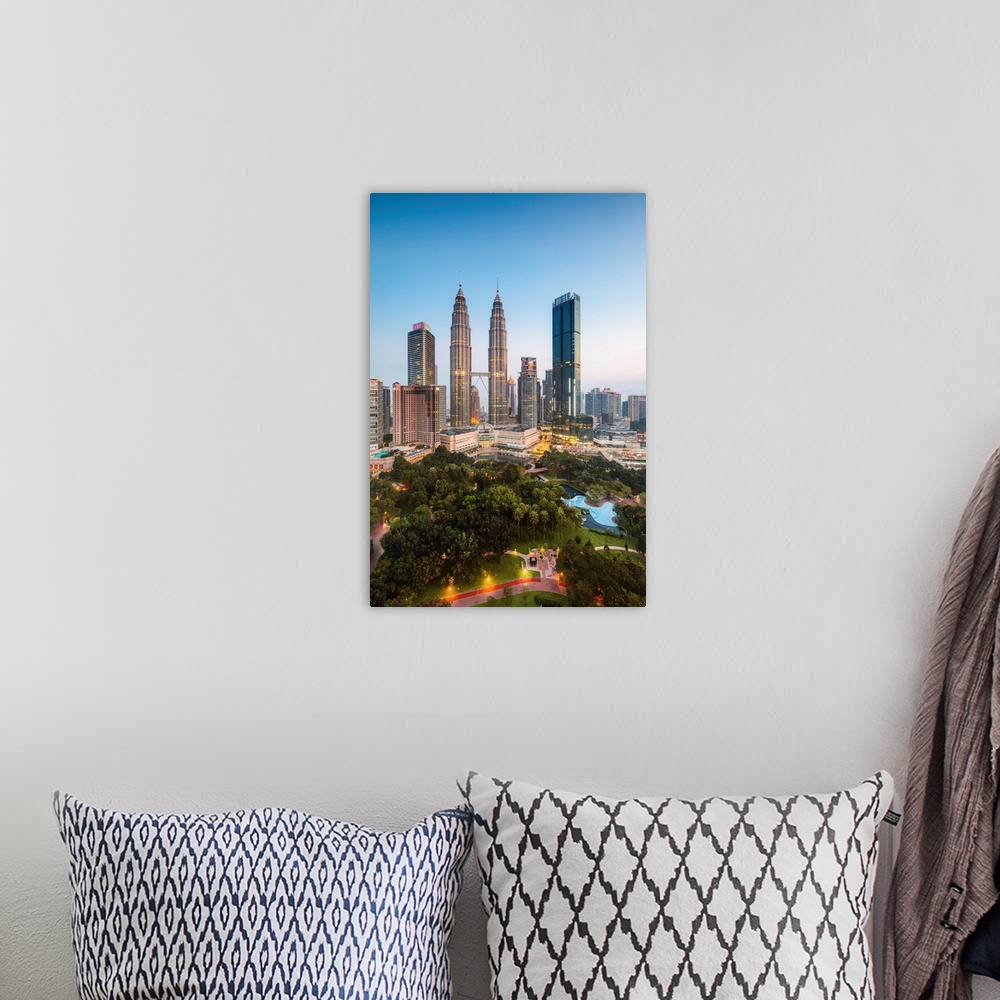 A bohemian room featuring Skyline with KLCC and Petronas towers, Kuala Lumpur, Malaysia.