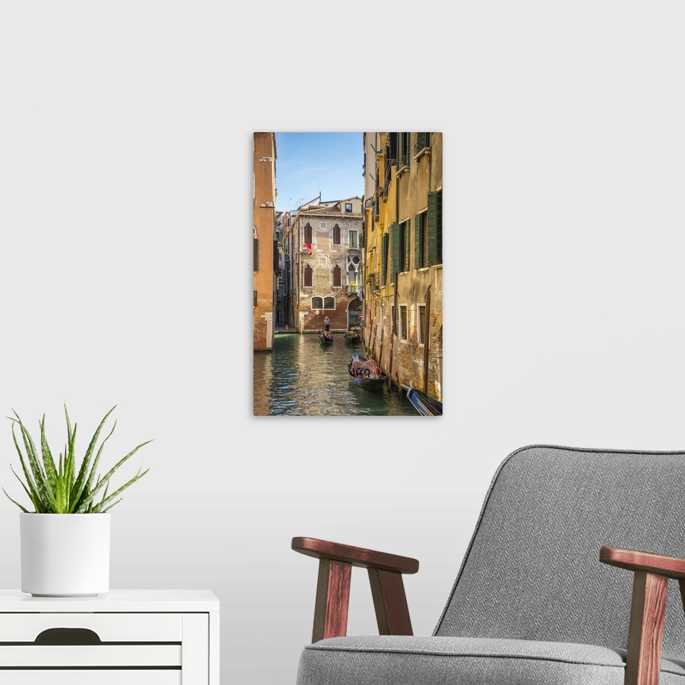 A modern room featuring Small canal nr the Rialto in Venice, Veneto, Italy.