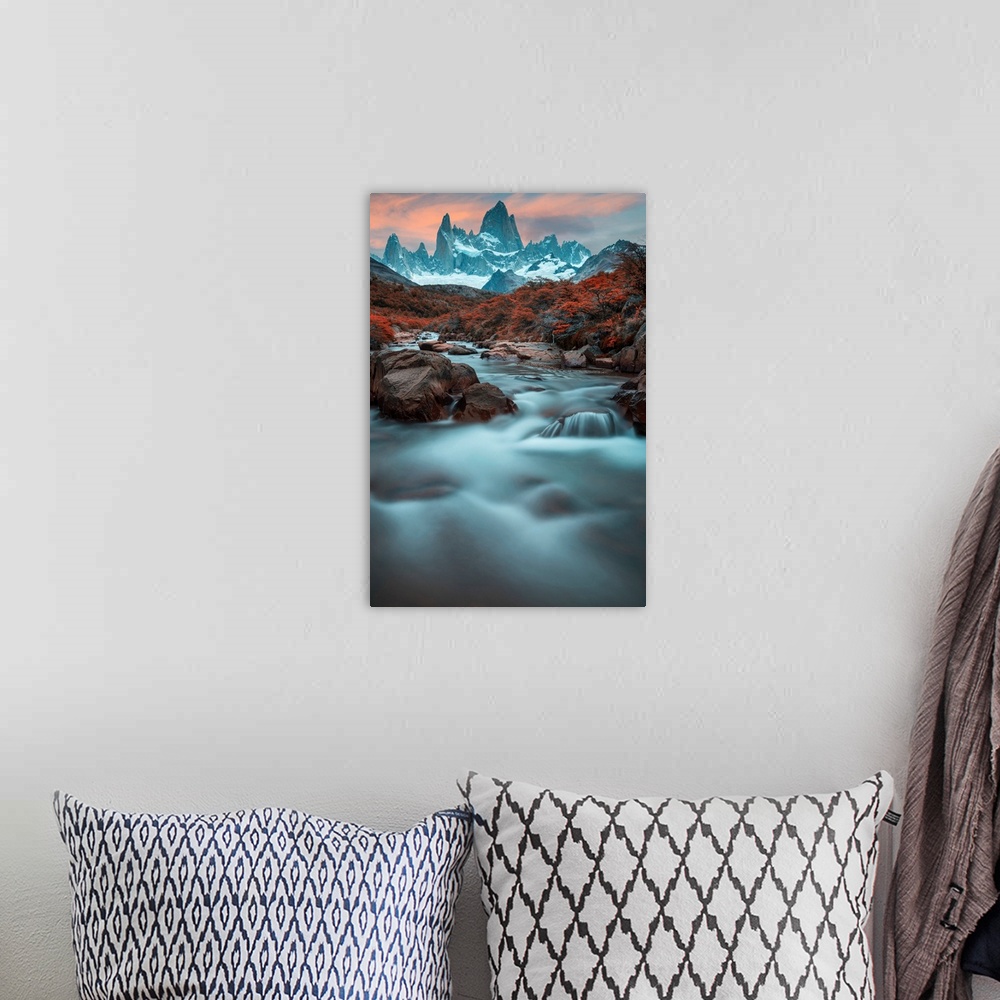 A bohemian room featuring South America, Argentina, Patagonia, Los Glaciares National Park, Andes mountains and Mount Fitz Roy