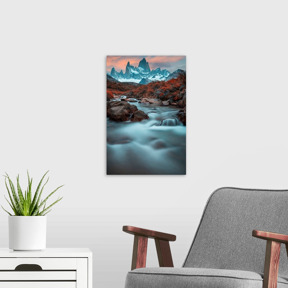 A modern room featuring South America, Argentina, Patagonia, Los Glaciares National Park, Andes mountains and Mount Fitz Roy