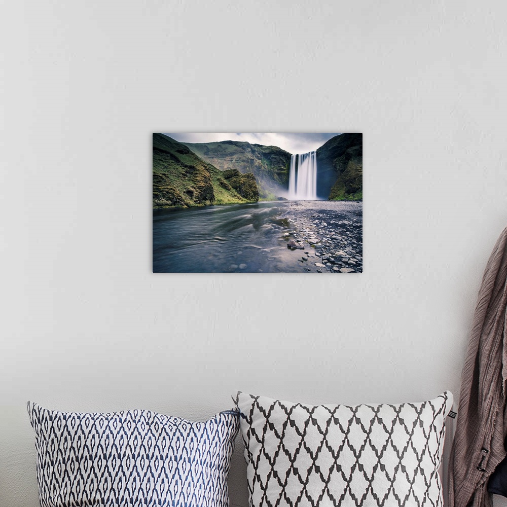 A bohemian room featuring Southern Iceland. Skogafoss waterfall.