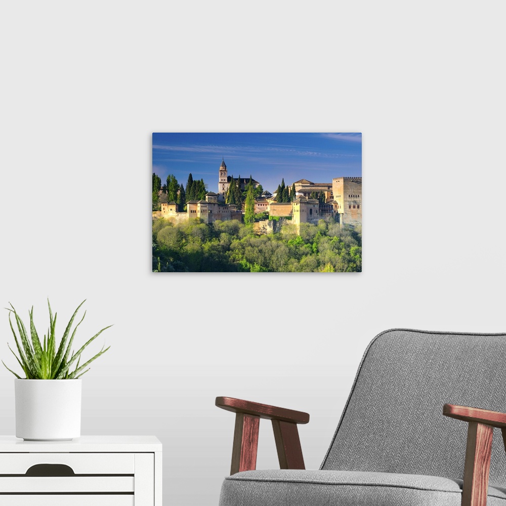 A modern room featuring Spain, Andalucia, Granada Province, Granada, Alhambra from Sacromonte Hill